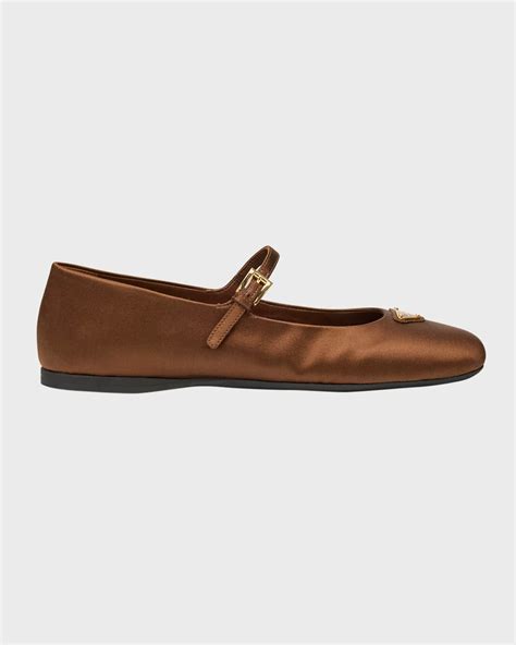 Prada Silk Triangle Mary Jane Ballerina Flats 